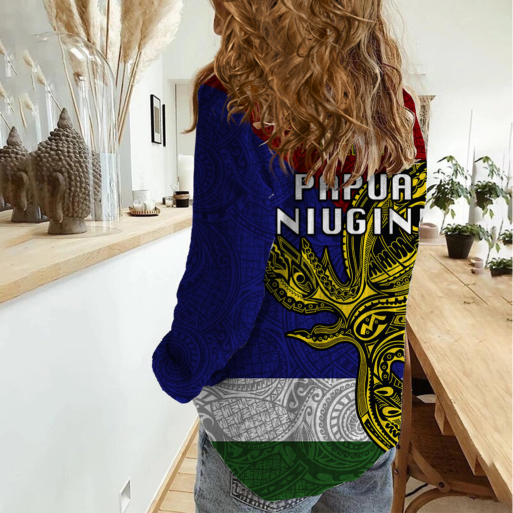 Papua New Guinea Milne Bay Province Women Casual Shirt PNG Birds Of Paradise Polynesian Arty Style LT03 - Polynesian Pride