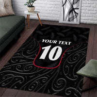Custom New Zealand Rugby Area Rug Maori All Black Championship 2024 and Silver Fern LT03 Black - Polynesian Pride