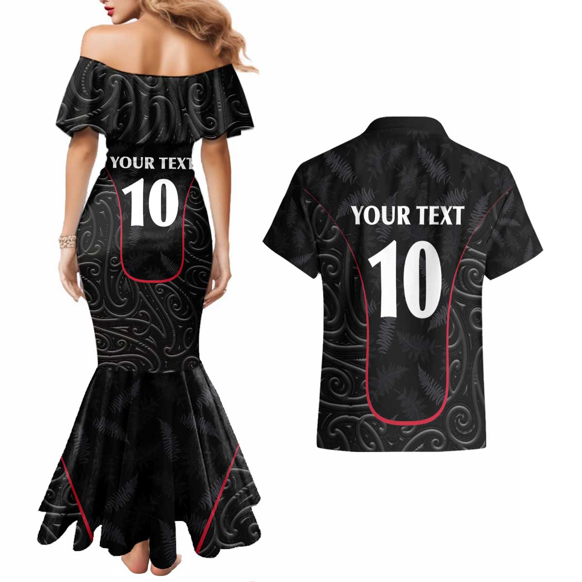 Custom New Zealand Rugby Couples Matching Mermaid Dress and Hawaiian Shirt Maori All Black Championship 2024 and Silver Fern LT03 - Polynesian Pride