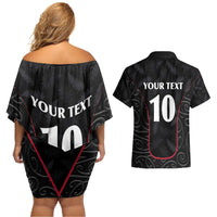 Custom New Zealand Rugby Couples Matching Off Shoulder Short Dress and Hawaiian Shirt Maori All Black Championship 2024 and Silver Fern LT03 - Polynesian Pride