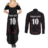 Custom New Zealand Rugby Couples Matching Summer Maxi Dress and Long Sleeve Button Shirt Maori All Black Championship 2024 and Silver Fern LT03 - Polynesian Pride