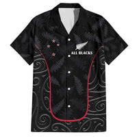 Custom New Zealand Rugby Family Matching Short Sleeve Bodycon Dress and Hawaiian Shirt Maori All Black Championship 2024 and Silver Fern LT03 Dad's Shirt - Short Sleeve Black - Polynesian Pride