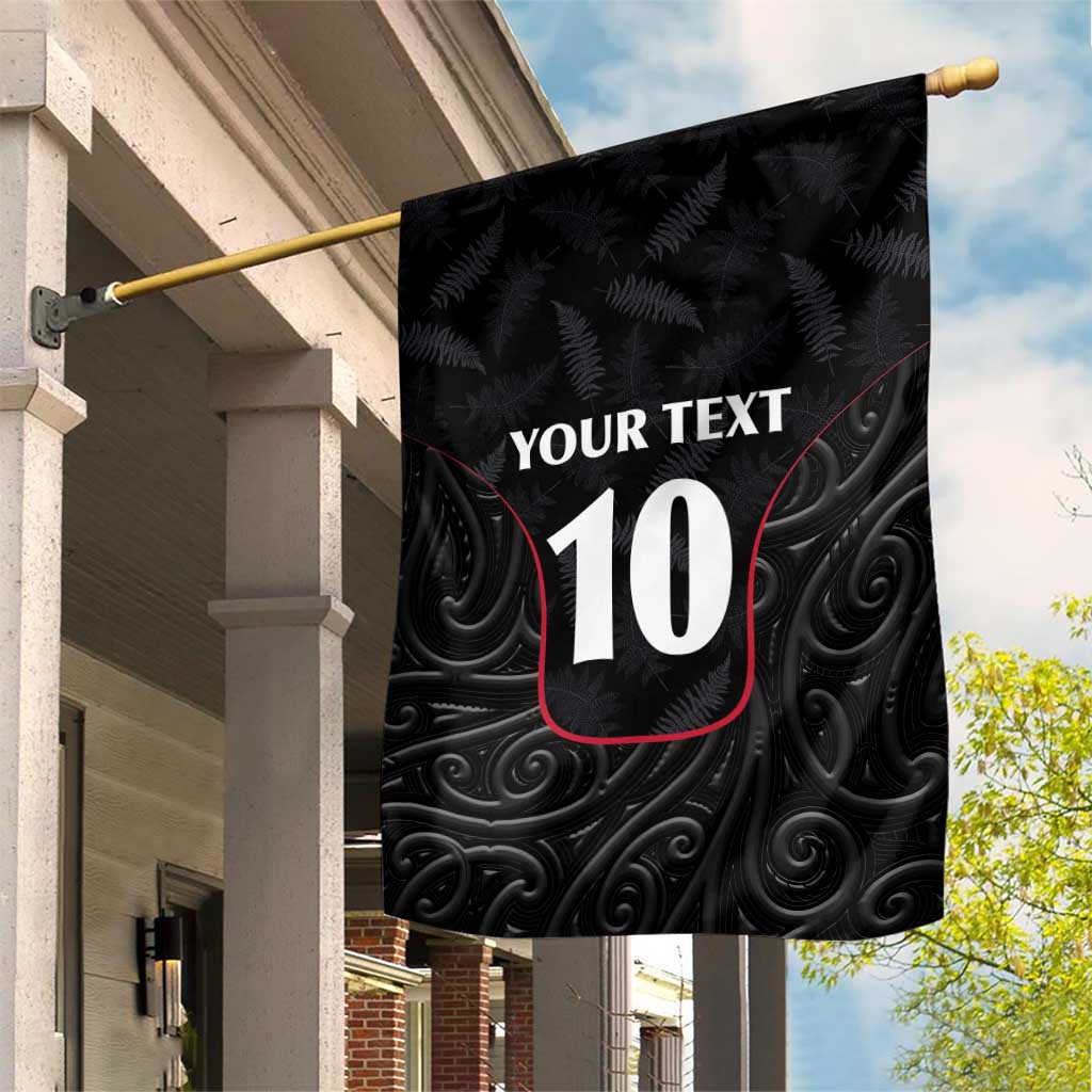 Custom New Zealand Rugby Garden Flag Maori All Black Championship 2024 and Silver Fern LT03 House Flag Black - Polynesian Pride