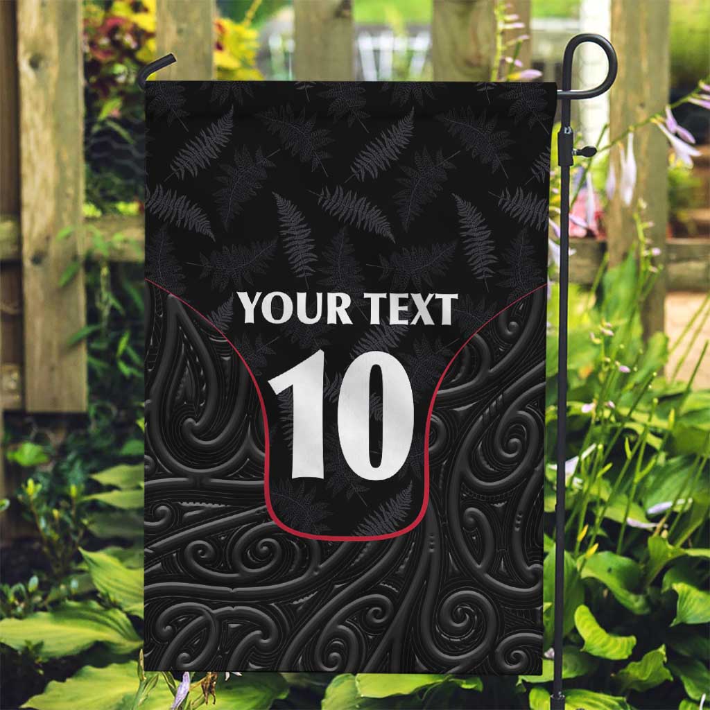 Custom New Zealand Rugby Garden Flag Maori All Black Championship 2024 and Silver Fern LT03 Garden Flag Black - Polynesian Pride