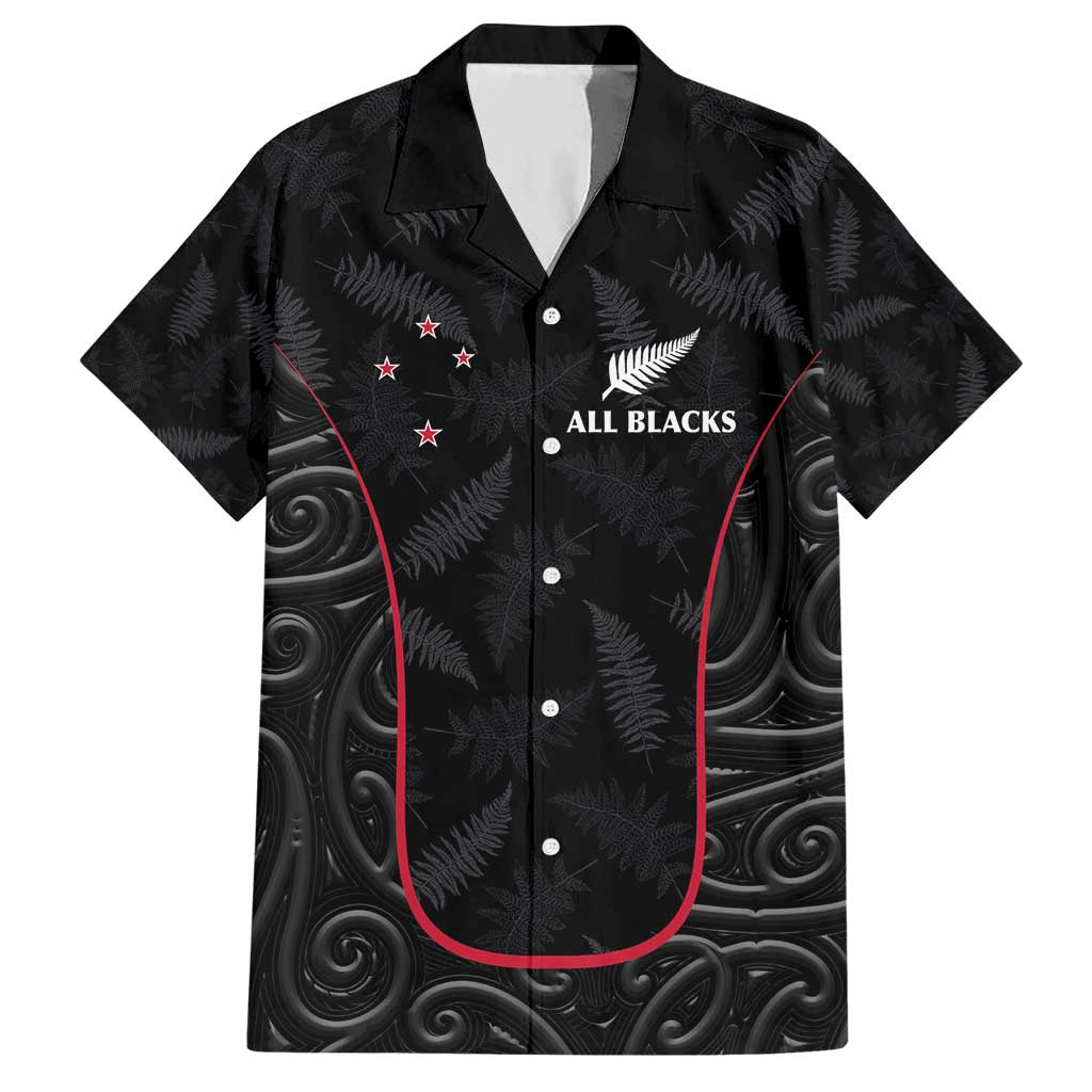 Custom New Zealand Rugby Hawaiian Shirt Maori All Black Championship 2024 and Silver Fern LT03 Black - Polynesian Pride