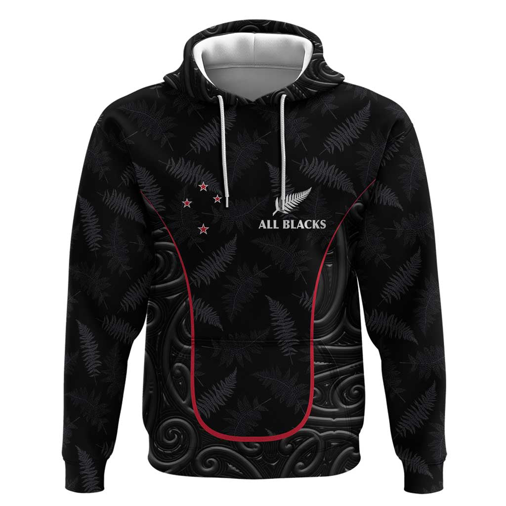 Custom New Zealand Rugby Hoodie Maori All Black Championship 2024 and Silver Fern LT03 Pullover Hoodie Black - Polynesian Pride