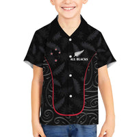 Custom New Zealand Rugby Kid Hawaiian Shirt Maori All Black Championship 2024 and Silver Fern LT03 Kid Black - Polynesian Pride