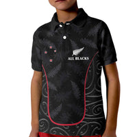 Custom New Zealand Rugby Kid Polo Shirt Maori All Black Championship 2024 and Silver Fern LT03 Kid Black - Polynesian Pride