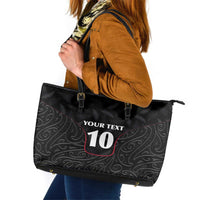 Custom New Zealand Rugby Leather Tote Bag Maori All Black Championship 2024 and Silver Fern LT03 Black - Polynesian Pride