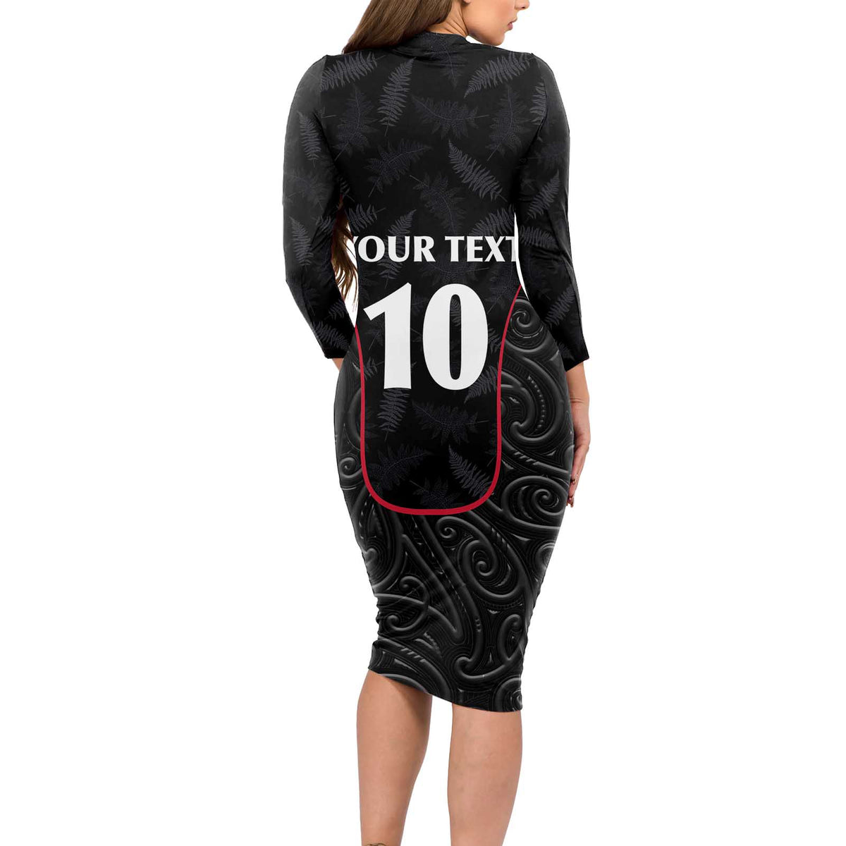 Custom New Zealand Rugby Long Sleeve Bodycon Dress Maori All Black Championship 2024 and Silver Fern LT03 - Polynesian Pride
