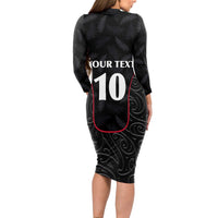 Custom New Zealand Rugby Long Sleeve Bodycon Dress Maori All Black Championship 2024 and Silver Fern LT03 - Polynesian Pride