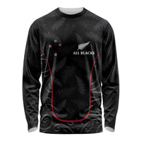 Custom New Zealand Rugby Long Sleeve Shirt Maori All Black Championship 2024 and Silver Fern LT03 Unisex Black - Polynesian Pride