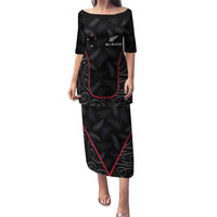 Custom New Zealand Rugby Puletasi Maori All Black Championship 2024 and Silver Fern LT03 Long Dress Black - Polynesian Pride