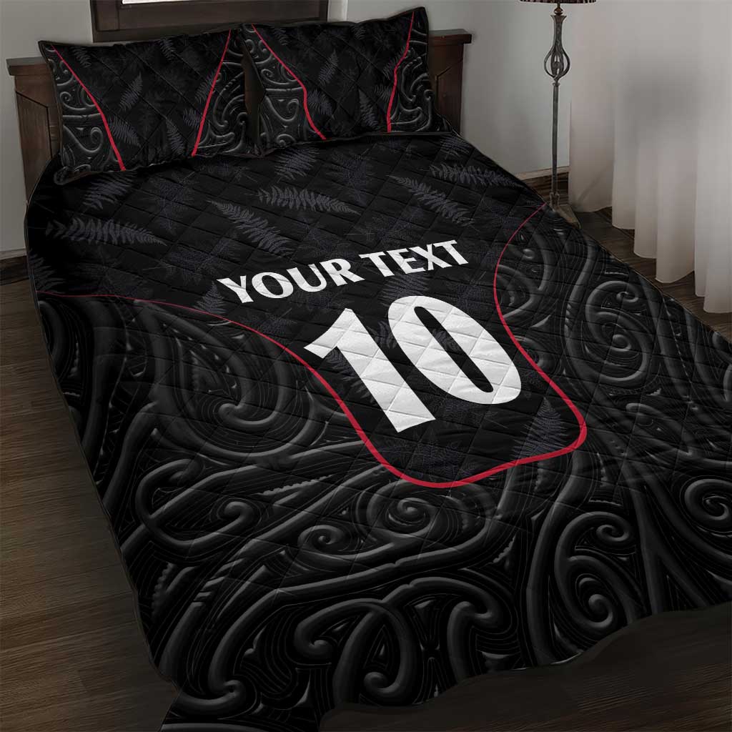 Custom New Zealand Rugby Quilt Bed Set Maori All Black Championship 2024 and Silver Fern LT03 Black - Polynesian Pride