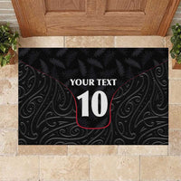 Custom New Zealand Rugby Rubber Doormat Maori All Black Championship 2024 and Silver Fern LT03 Black - Polynesian Pride