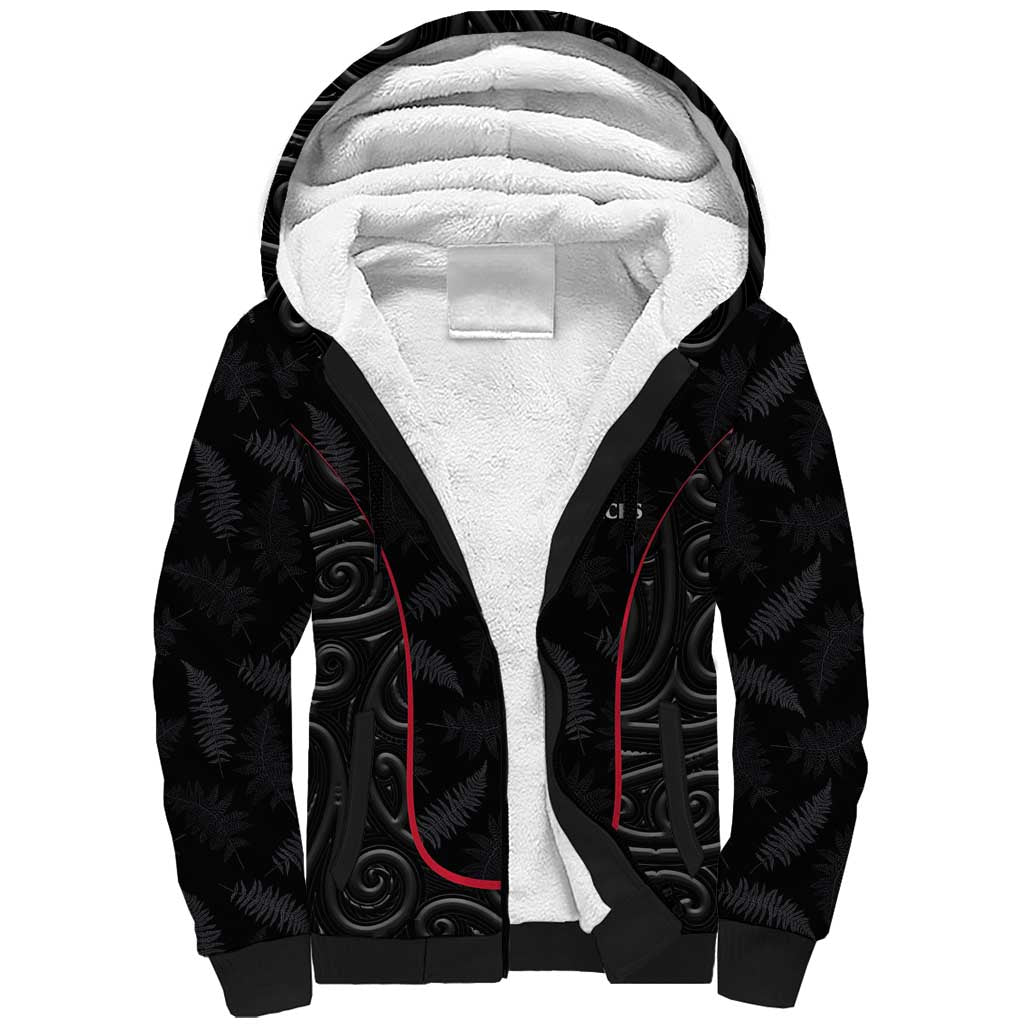 Custom New Zealand Rugby Sherpa Hoodie Maori All Black Championship 2024 and Silver Fern LT03 Unisex Black - Polynesian Pride