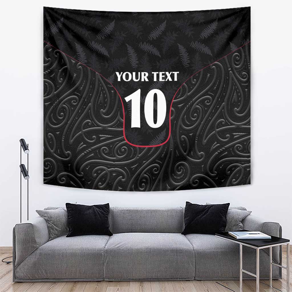 Custom New Zealand Rugby Tapestry Maori All Black Championship 2024 and Silver Fern LT03 Black - Polynesian Pride
