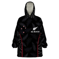 Custom New Zealand Rugby Wearable Blanket Hoodie Maori All Black Championship 2024 and Silver Fern LT03 One Size Black - Polynesian Pride