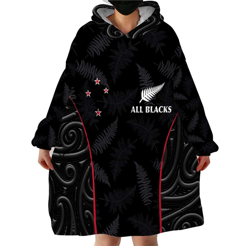 Custom New Zealand Rugby Wearable Blanket Hoodie Maori All Black Championship 2024 and Silver Fern LT03 - Polynesian Pride