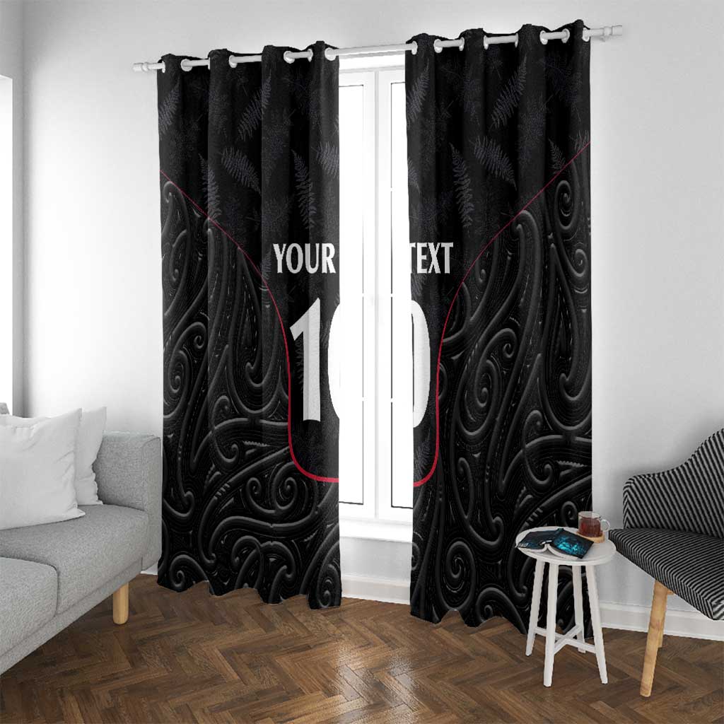Custom New Zealand Rugby Window Curtain Maori All Black Championship 2024 and Silver Fern LT03 With Grommets Black - Polynesian Pride
