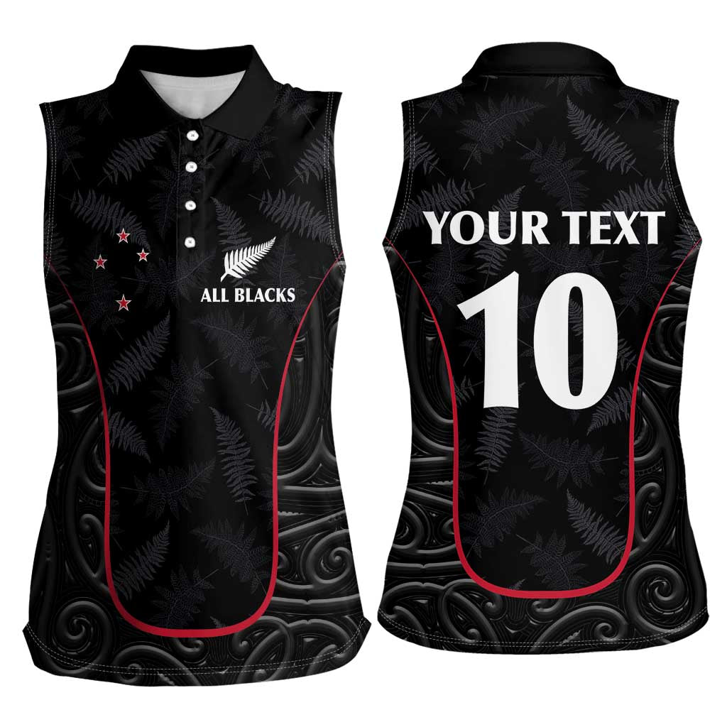 Custom New Zealand Rugby Women Sleeveless Polo Shirt Maori All Black Championship 2024 and Silver Fern LT03 - Polynesian Pride