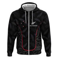 Custom New Zealand Rugby Zip Hoodie - Maori All Black Championship 2024 and Silver Fern LT03 Zip Hoodie Black - Polynesian Pride