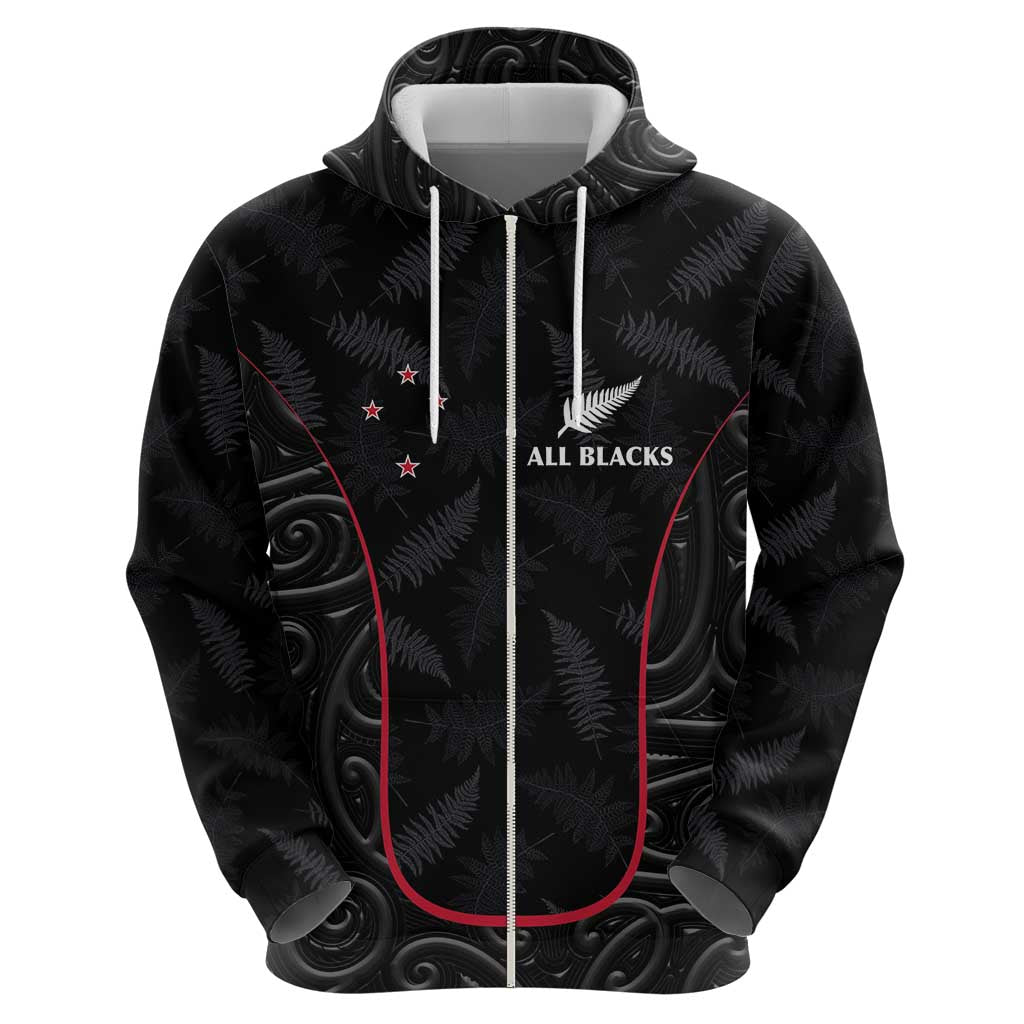 Custom New Zealand Rugby Zip Hoodie - Maori All Black Championship 2024 and Silver Fern LT03 - Polynesian Pride