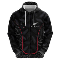 Custom New Zealand Rugby Zip Hoodie - Maori All Black Championship 2024 and Silver Fern LT03 - Polynesian Pride