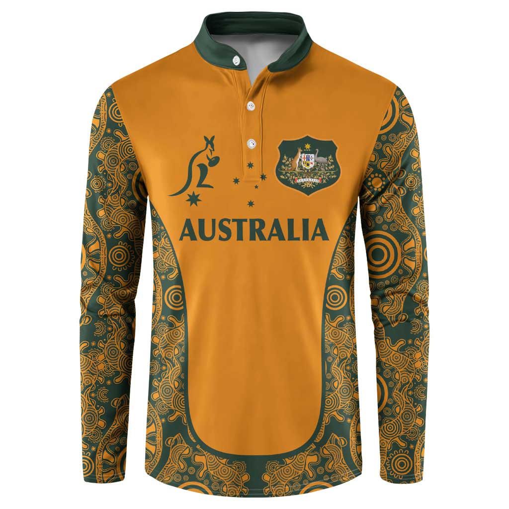 Custom Australia Rugby Championship 2024 Button Sweatshirt Aboriginal Art Tattoo Pattern