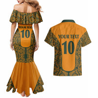 Custom Australia Rugby Championship 2024 Couples Matching Mermaid Dress and Hawaiian Shirt Aboriginal Art Tattoo Pattern LT03 - Polynesian Pride