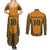 Custom Australia Rugby Championship 2024 Couples Matching Summer Maxi Dress and Long Sleeve Button Shirt Aboriginal Art Tattoo Pattern