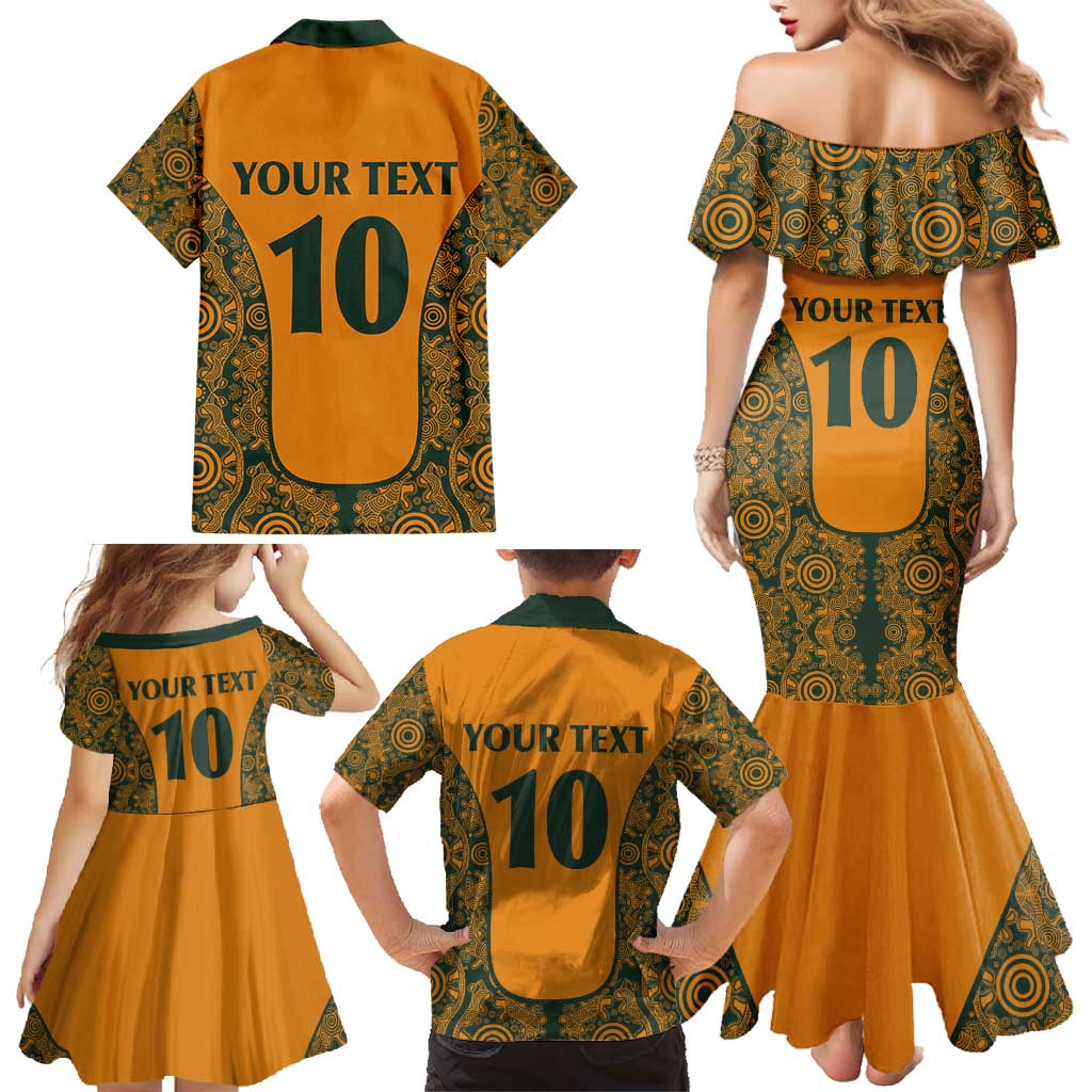 Custom Australia Rugby Championship 2024 Family Matching Mermaid Dress and Hawaiian Shirt Aboriginal Art Tattoo Pattern LT03 - Polynesian Pride