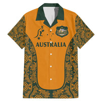 Custom Australia Rugby Championship 2024 Family Matching Mermaid Dress and Hawaiian Shirt Aboriginal Art Tattoo Pattern LT03 Dad's Shirt - Short Sleeve Yellow - Polynesian Pride