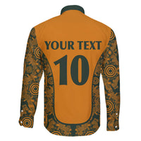 Custom Australia Rugby Championship 2024 Family Matching Off The Shoulder Long Sleeve Dress and Hawaiian Shirt Aboriginal Art Tattoo Pattern LT03 - Polynesian Pride