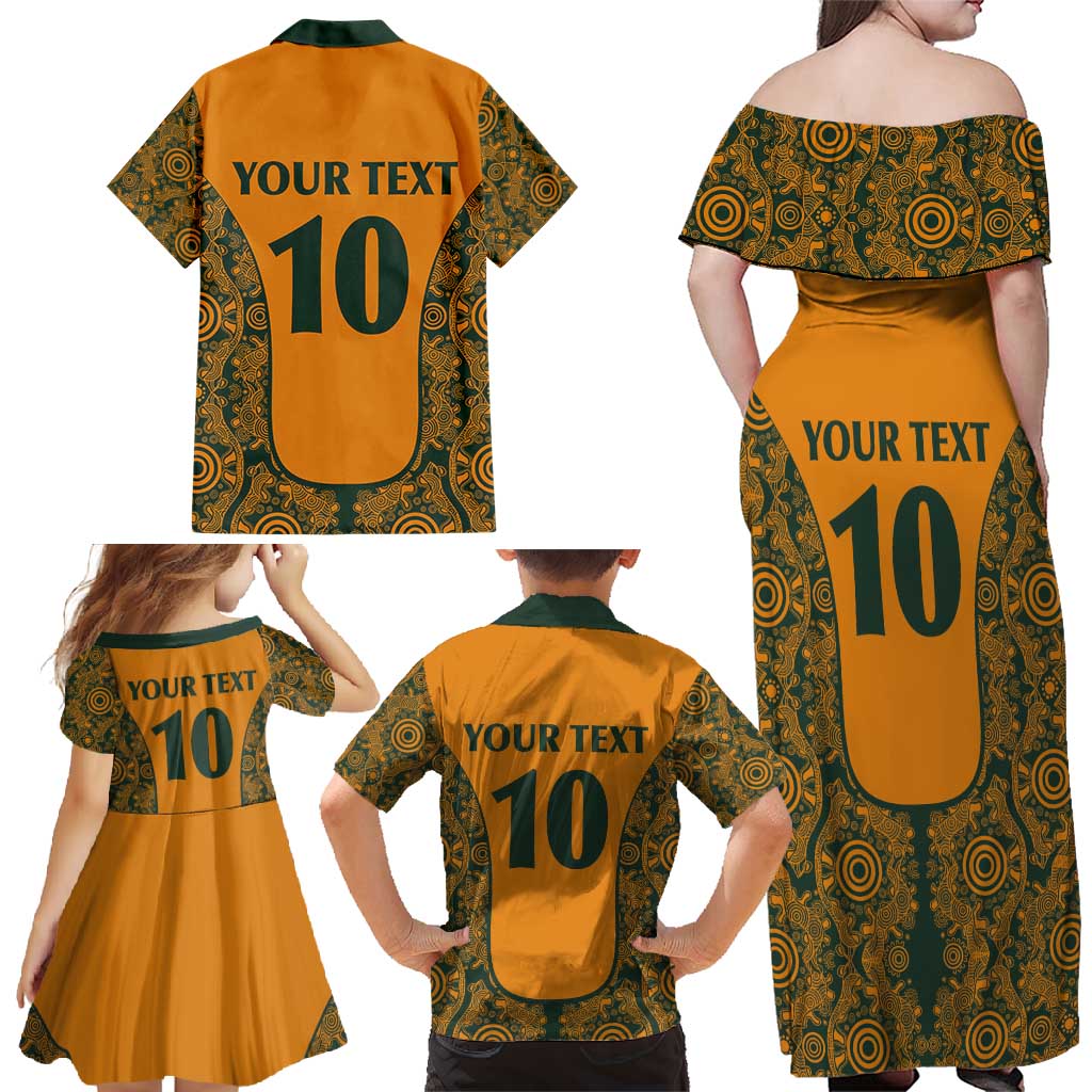 Custom Australia Rugby Championship 2024 Family Matching Off Shoulder Maxi Dress and Hawaiian Shirt Aboriginal Art Tattoo Pattern LT03 - Polynesian Pride