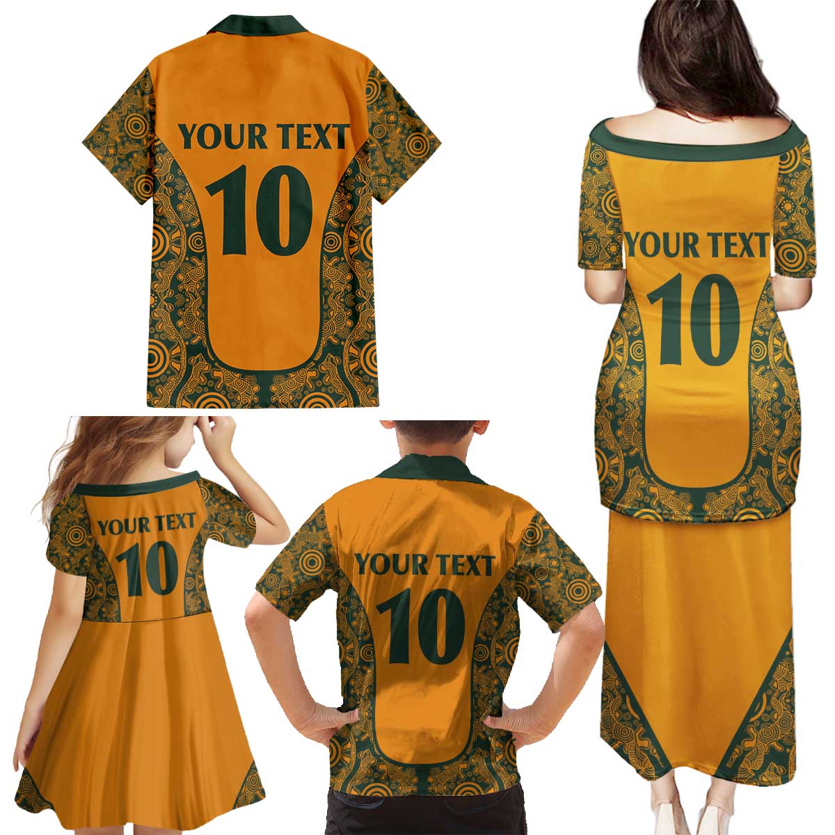 Custom Australia Rugby Championship 2024 Family Matching Puletasi and Hawaiian Shirt Aboriginal Art Tattoo Pattern LT03 - Polynesian Pride