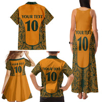 Custom Australia Rugby Championship 2024 Family Matching Tank Maxi Dress and Hawaiian Shirt Aboriginal Art Tattoo Pattern LT03 - Polynesian Pride
