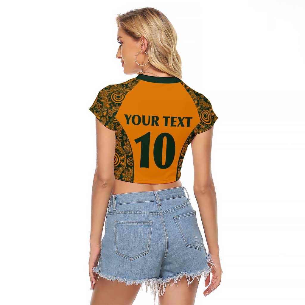 Custom Australia Rugby Championship 2024 Raglan Cropped T Shirt Aboriginal Art Tattoo Pattern