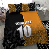 Custom New Zealand and Australia Rugby Championship 2024 Bedding Set Maori Warrior and Kangaroo Mascot with Fern Aboriginal LT03 - Polynesian Pride