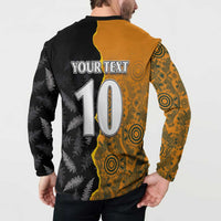 Custom New Zealand and Australia Rugby Championship 2024 Button Sweatshirt Maori Warrior and Kangaroo Mascot with Fern Aboriginal LT03 - Polynesian Pride