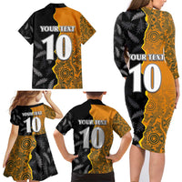 Custom New Zealand and Australia Rugby Championship 2024 Family Matching Long Sleeve Bodycon Dress and Hawaiian Shirt Maori Warrior and Kangaroo Mascot with Fern Aboriginal LT03 - Polynesian Pride