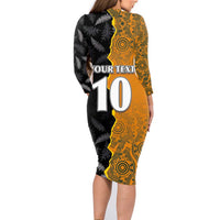 Custom New Zealand and Australia Rugby Championship 2024 Family Matching Long Sleeve Bodycon Dress and Hawaiian Shirt Maori Warrior and Kangaroo Mascot with Fern Aboriginal LT03 - Polynesian Pride
