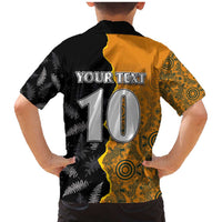 Custom New Zealand and Australia Rugby Championship 2024 Family Matching Mermaid Dress and Hawaiian Shirt Maori Warrior and Kangaroo Mascot with Fern Aboriginal LT03 - Polynesian Pride