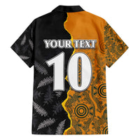 Custom New Zealand and Australia Rugby Championship 2024 Family Matching Off The Shoulder Long Sleeve Dress and Hawaiian Shirt Maori Warrior and Kangaroo Mascot with Fern Aboriginal LT03 - Polynesian Pride