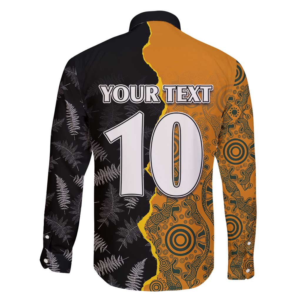 Custom New Zealand and Australia Rugby Championship 2024 Family Matching Off Shoulder Maxi Dress and Hawaiian Shirt Maori Warrior and Kangaroo Mascot with Fern Aboriginal LT03 - Polynesian Pride