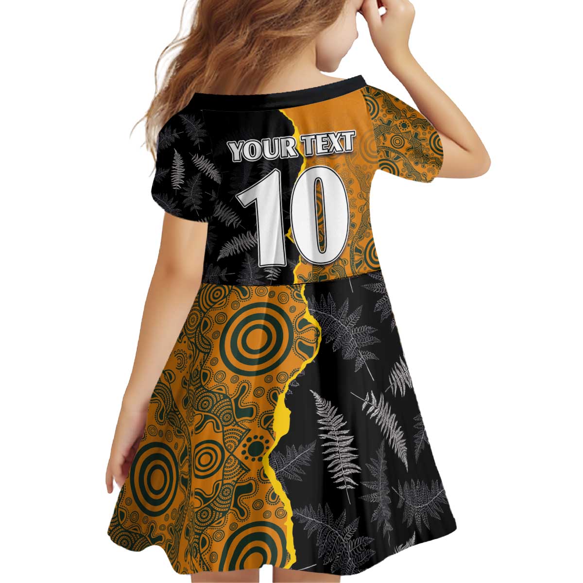 Custom New Zealand and Australia Rugby Championship 2024 Family Matching Off Shoulder Short Dress and Hawaiian Shirt Maori Warrior and Kangaroo Mascot with Fern Aboriginal LT03 - Polynesian Pride