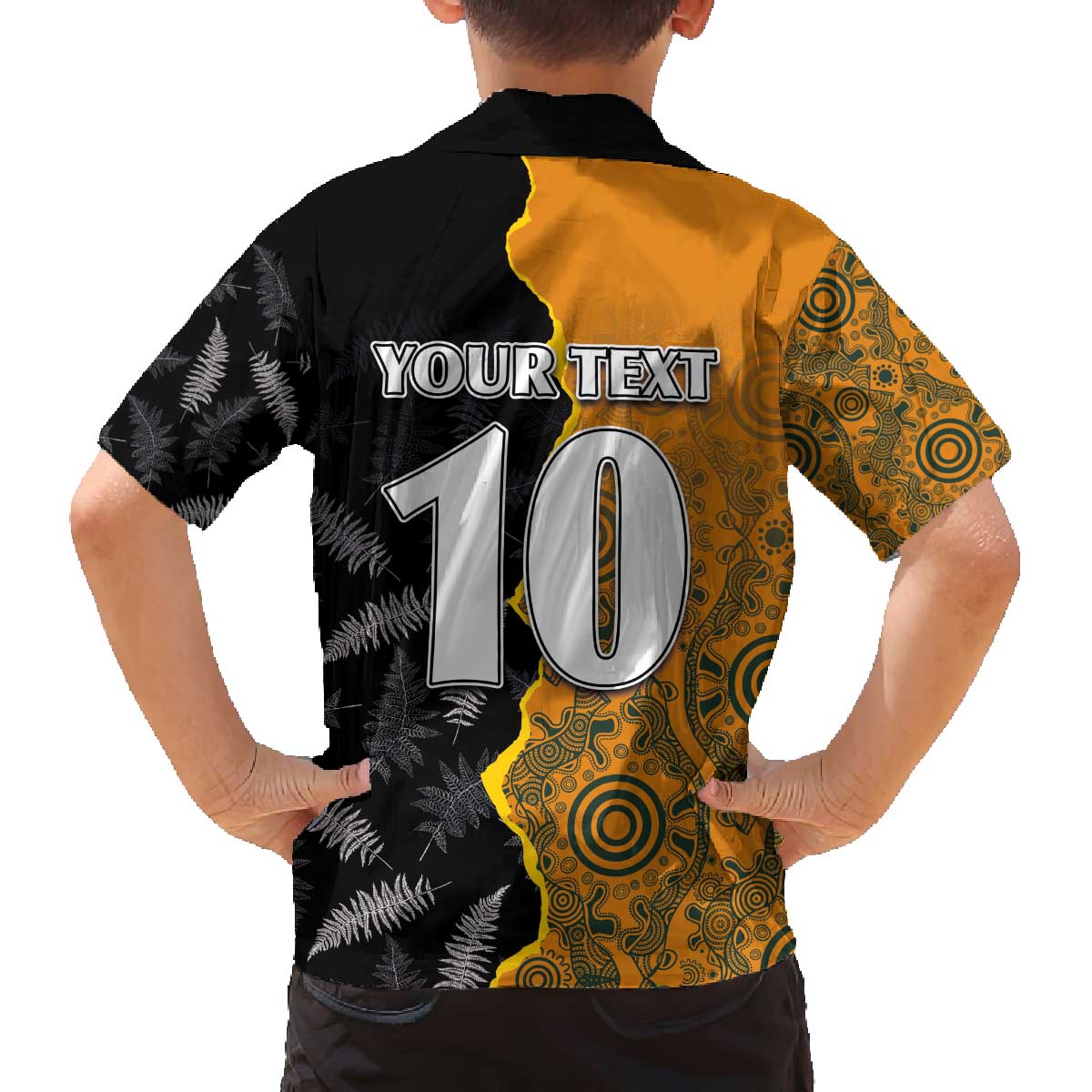 Custom New Zealand and Australia Rugby Championship 2024 Family Matching Puletasi and Hawaiian Shirt Maori Warrior and Kangaroo Mascot with Fern Aboriginal LT03 - Polynesian Pride