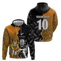 Custom New Zealand and Australia Rugby Championship 2024 Hoodie Maori Warrior and Kangaroo Mascot with Fern Aboriginal LT03 - Polynesian Pride
