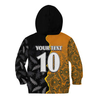 Custom New Zealand and Australia Rugby Championship 2024 Kid Hoodie Maori Warrior and Kangaroo Mascot with Fern Aboriginal LT03 - Polynesian Pride