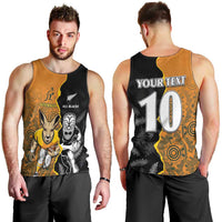 Custom New Zealand and Australia Rugby Championship 2024 Men Tank Top Maori Warrior and Kangaroo Mascot with Fern Aboriginal LT03 - Polynesian Pride